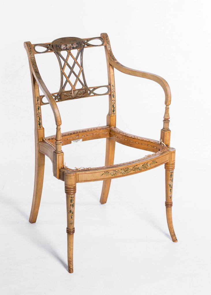 Cane chair before conservation work